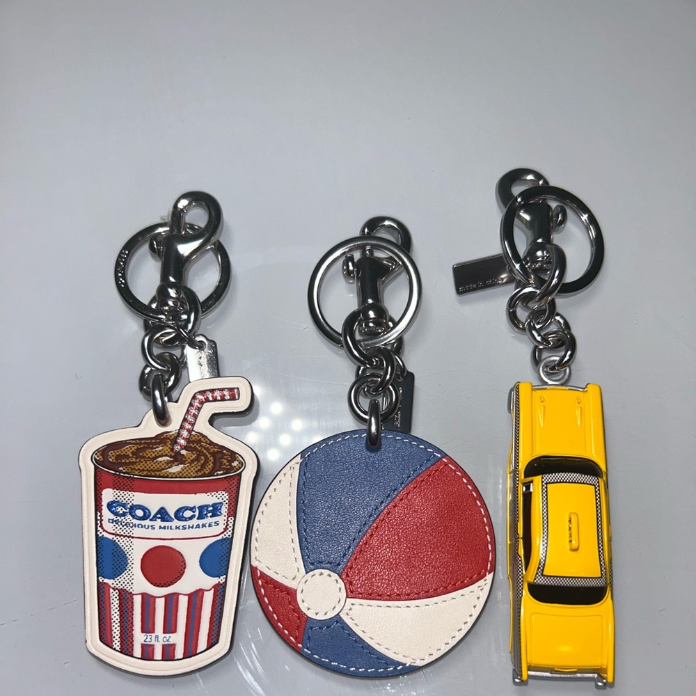 COACH Kids' Charm Keychain Trio in Red, Blue, White & Yellow - Picture 6 of 8